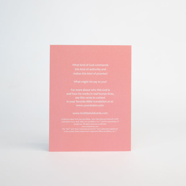 Christian encouragement bible verse greeting card featuring Deuteronomy 31:6. This card invites readers to greater faith as they read the scripture in context in the Bible. Inspirational greeting cards based on scripture offer solid hope to friends and family who are struggling.